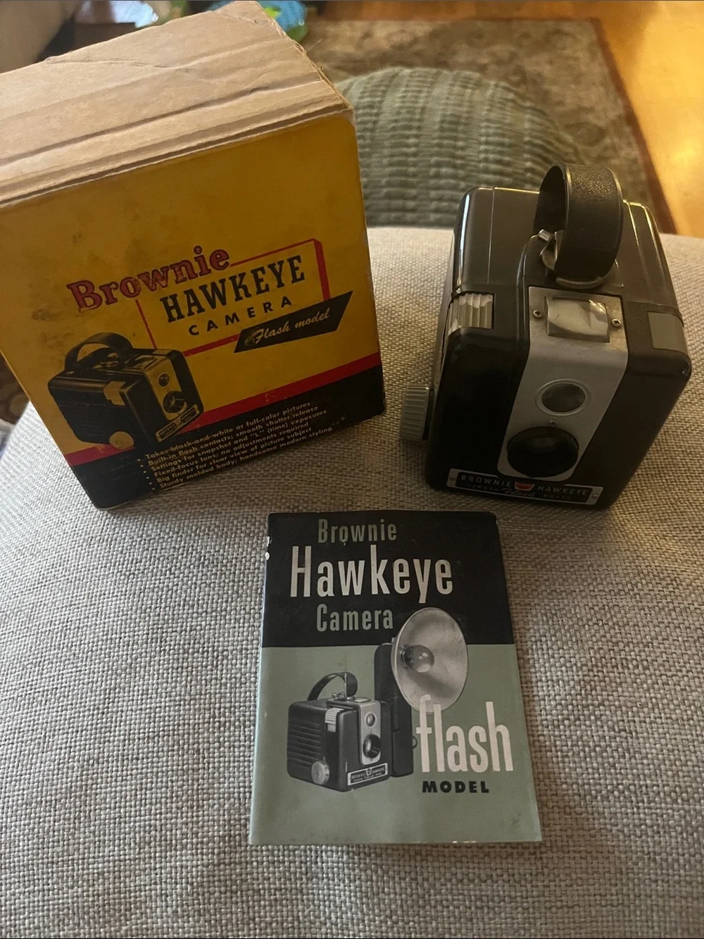 Kodak Brownie Hawkeye Camera in Black and Silver with Original Box